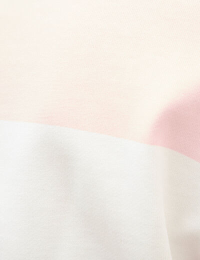 Sweat ray&eacute; col rond manches longues rose poudr&eacute;e homme