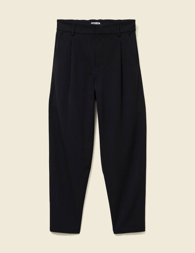 Pantalon slouchy taille haute 7/8&egrave;me noir femme