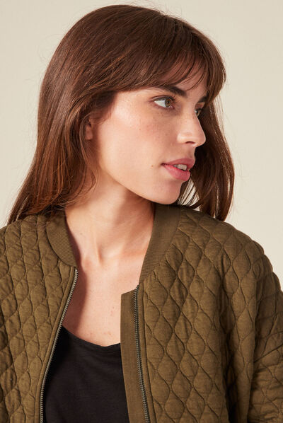 Gilet bomber matelassé vert kaki femme