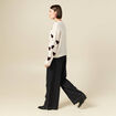 Pull manches longues bouclette col rond prune femme