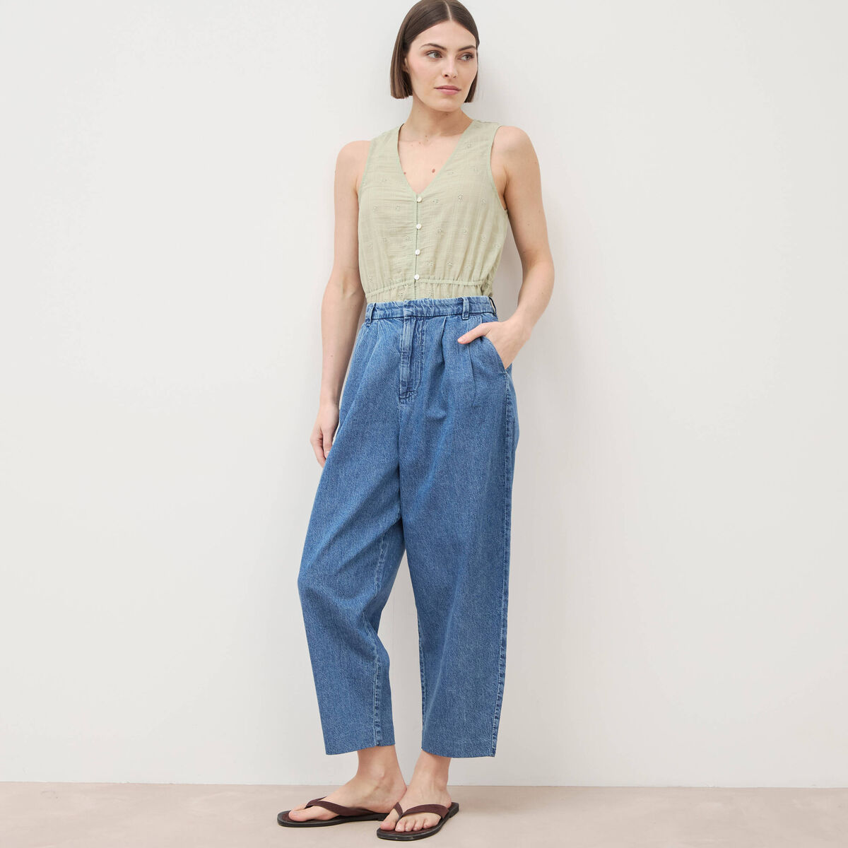 Jeans slouchy taille haute denim used femme