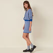 Jupe droite tricotée bleu femme