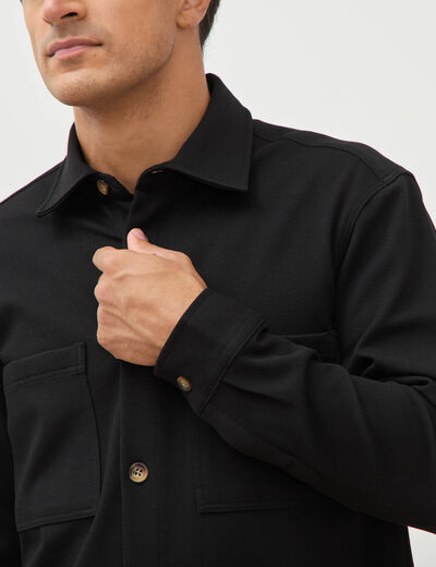 Surchemise droite col am&eacute;ricain noir homme