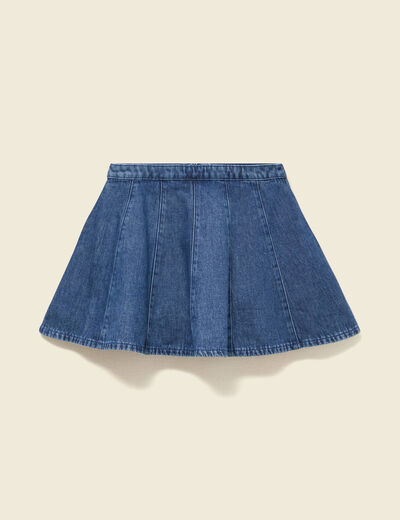 Mini-jupe en coton aspect jeans denim stone femme