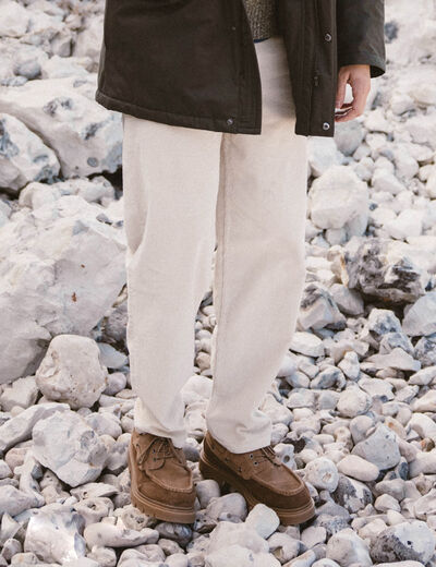 Pantalon droit en velours longueur 32 sable homme