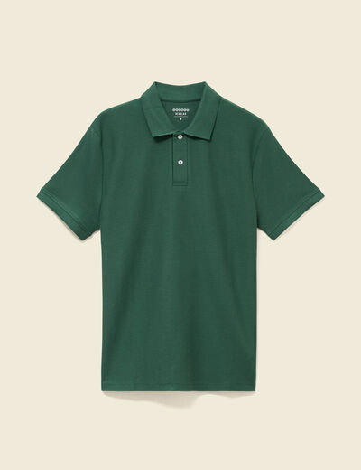 Polo cintr&eacute; manches courtes vert homme