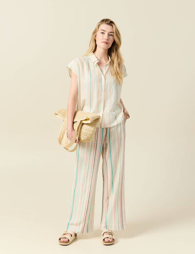 Blouse manches courtes blanc femme