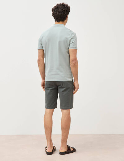 Polo cintr&eacute; en coton manches courtes vert clair homme