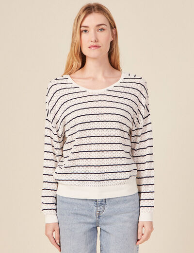 Pull manches longues ecru femme