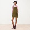 Robe sans manches en velours vert olive femme