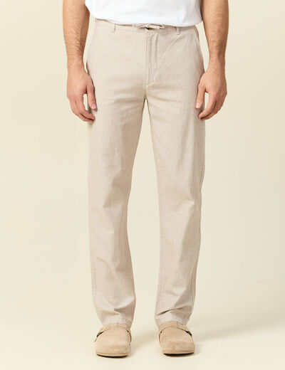 Pantalon chino droit beige homme