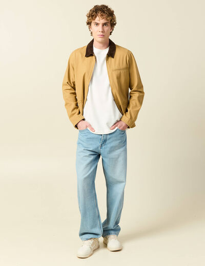 T-shirt ample en coton col rond ecru homme