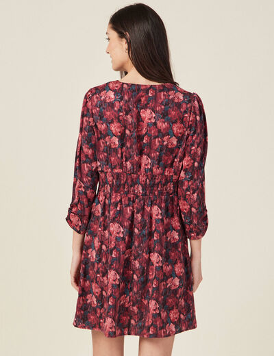 Robe droite manches 3/4 noir femme