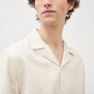 Chemise manches courtes col tailleur beige homme