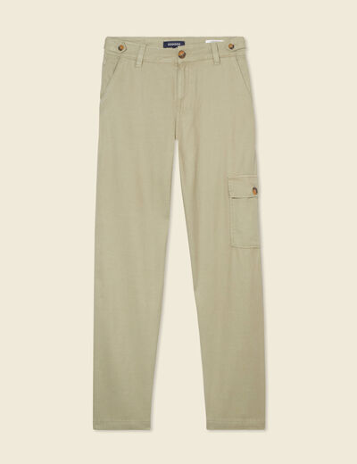 Pantalon cargo taille standard vert kaki femme