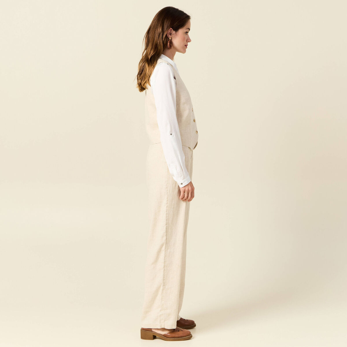 Gilet ajust&eacute; sans manches doubl&eacute; sable femme