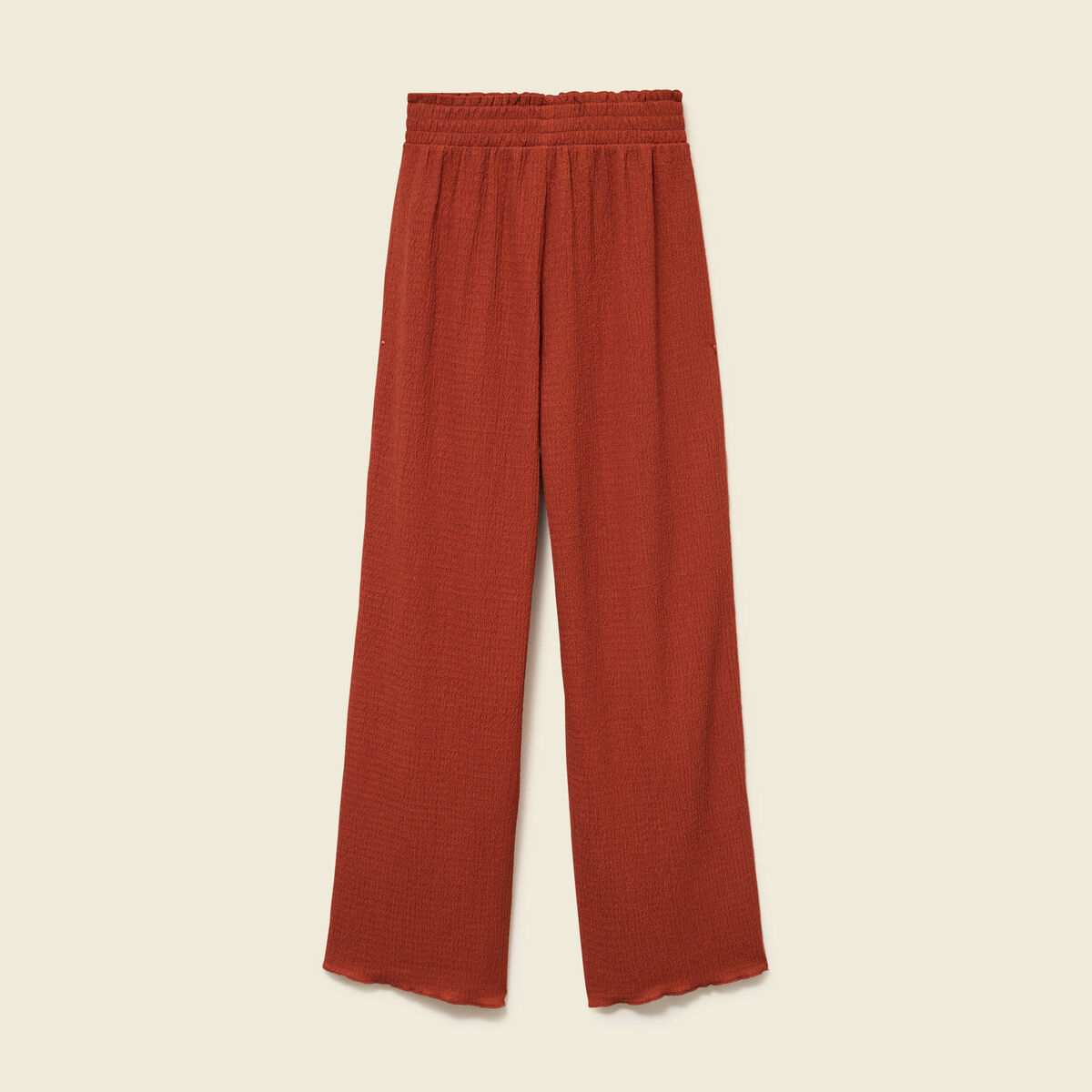 Pantalon loose avec ceinture marron cognac femme