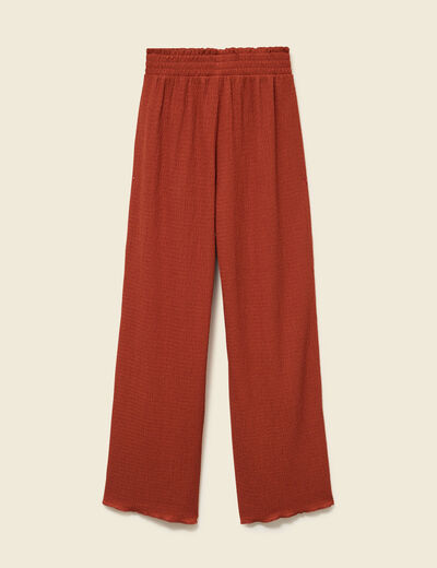 Pantalon loose avec ceinture marron cognac femme