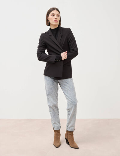 Jeans girlfriend 5 poches denim snow bleu femme
