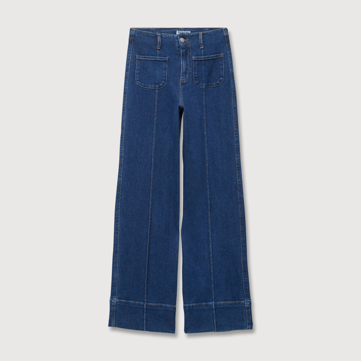 Jeans wide large taille haute bleu clair femme