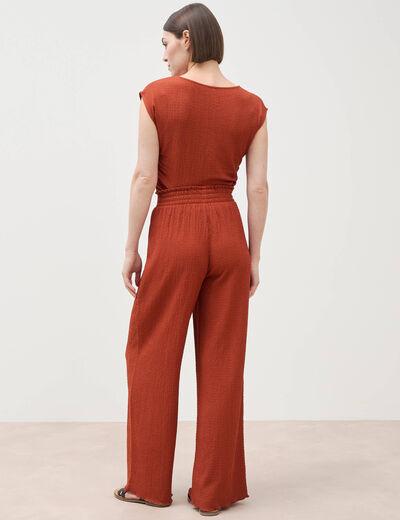 Pantalon loose avec ceinture marron cognac femme