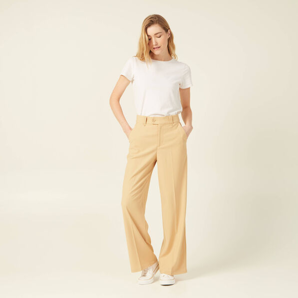 Pantalon city large à pinces beige femme