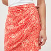 Jupe fluide doubl&eacute;e rouge corail femme