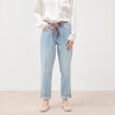 Jeans mom ceinture foulard denim bleach femme