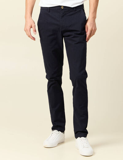 Pantalon chino longueur 32 bleu fonc&eacute; homme