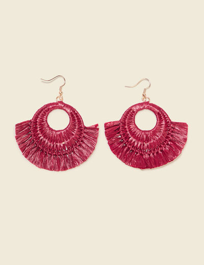 Boucles d'oreilles pendantes rouge foncé femme