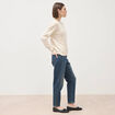 Pull oversize col rond manches longues creme femme