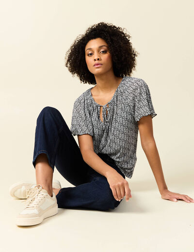 T-shirt manches courtes creme femme
