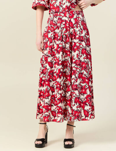 Jupe longue évasée rouge femme