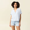 Chemise manches 3/4 bleu femme