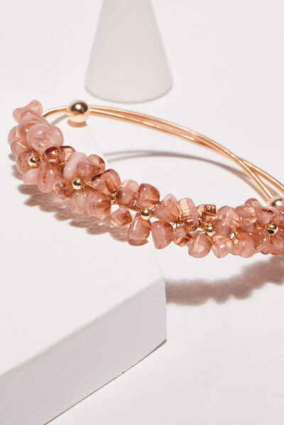 Bracelet jonc avec perles rose femme