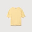 Pull droit col bateau manches courtes jaune clair femme