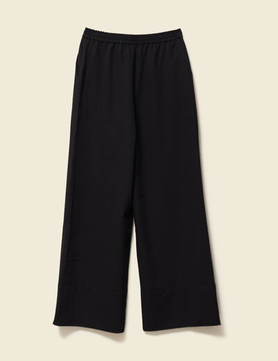 Pantalon large élastiqué noir femme