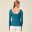 T-shirt manches longues brillant bleu canard femme