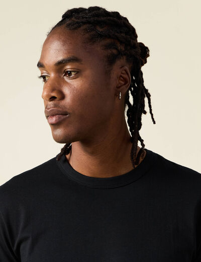 T-shirt en coton manches longues noir homme