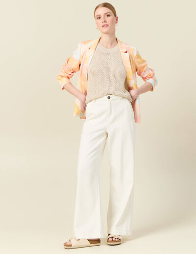 Débardeur tricot ajouré creme femme