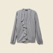 Chemise droite courte manches longues gris fonc&eacute; femme
