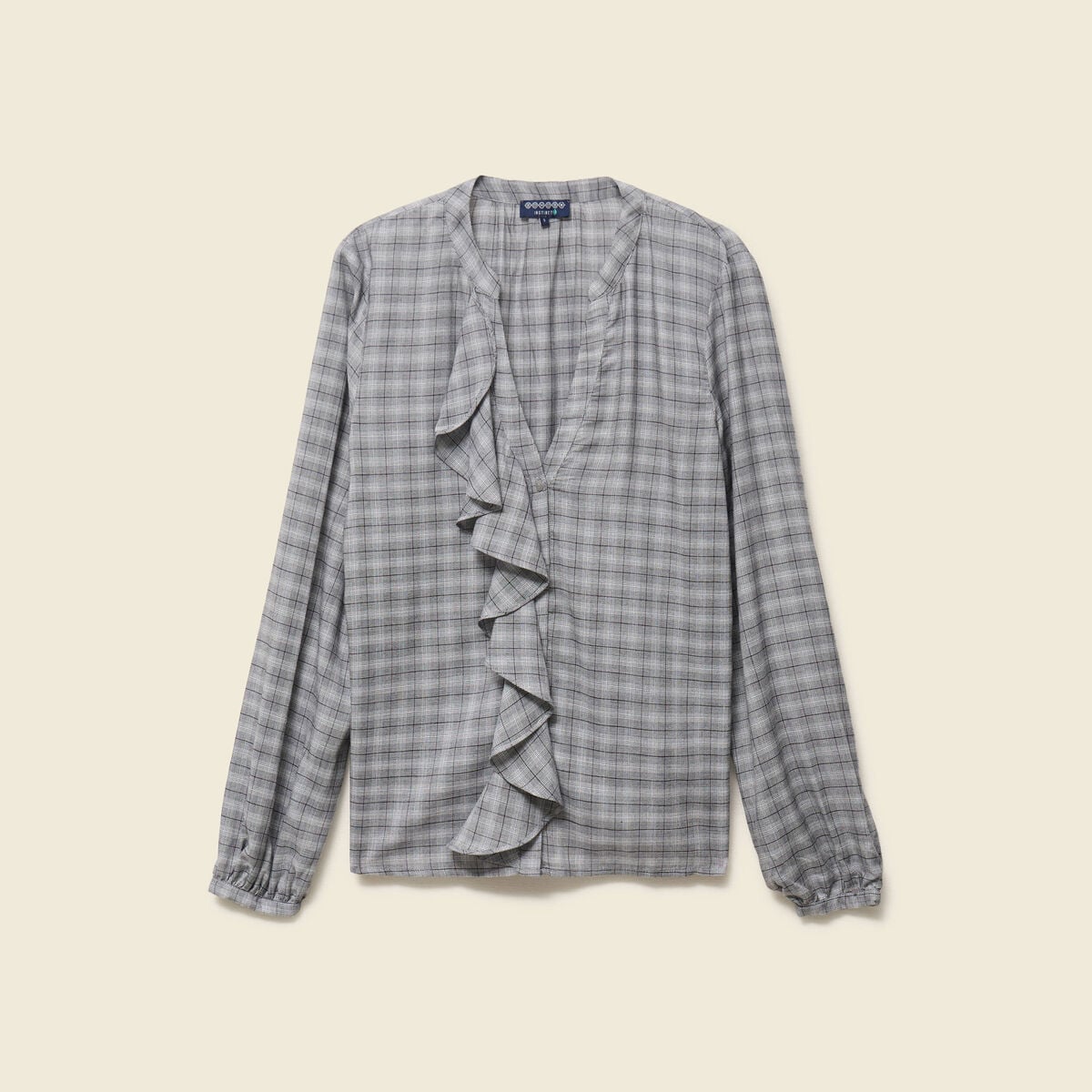 Chemise droite courte manches longues gris fonc&eacute; femme