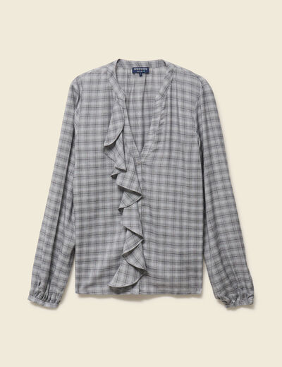 Chemise droite courte manches longues gris fonc&eacute; femme