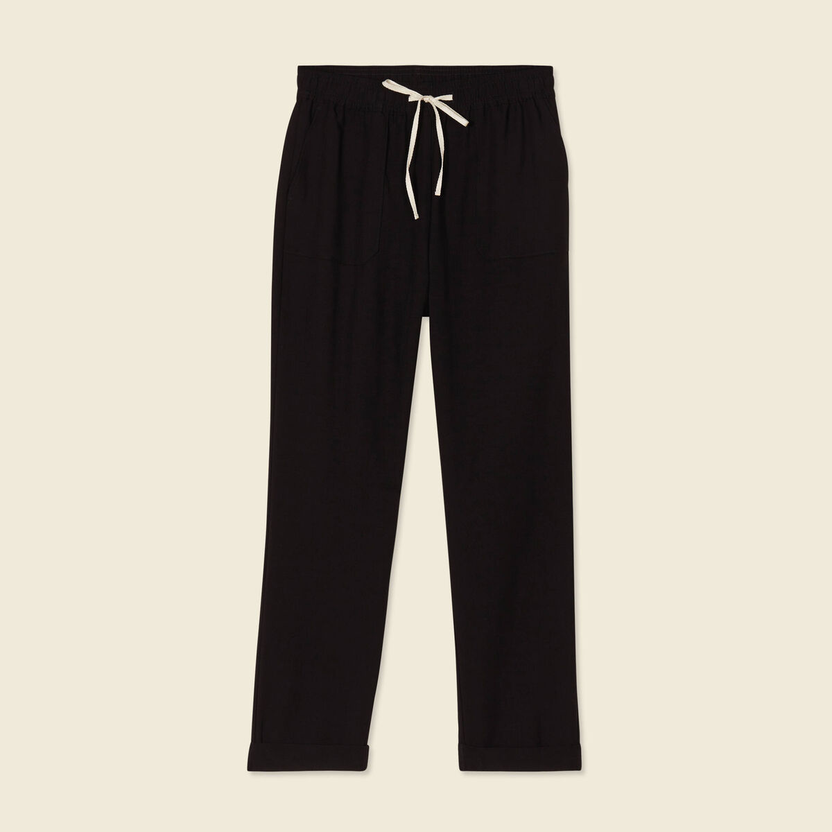 Pantalon droit à coulisse noir femme