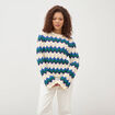 Pull ajour&eacute; coton manches longues ecru femme