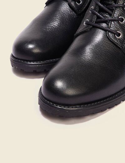 Bottines à lacets et boucles noir femme