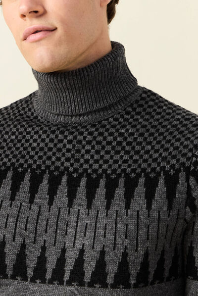 Pull manches longues gris foncé homme