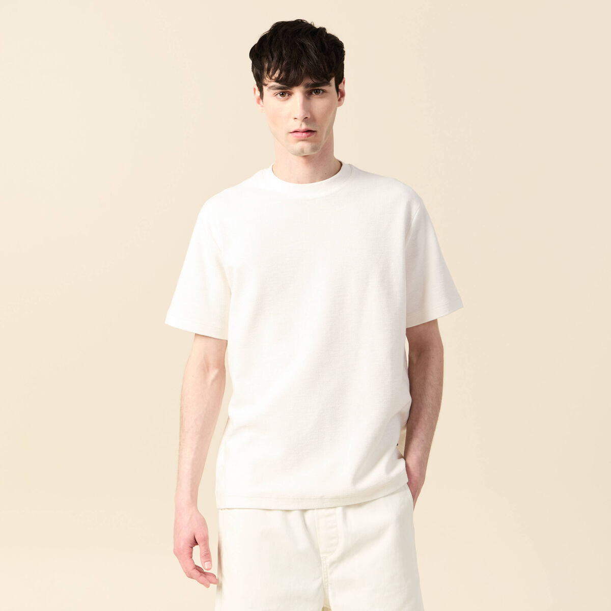 T-shirt manches courtes ecru homme