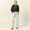 Blouson ajusté simili cuir noir femme