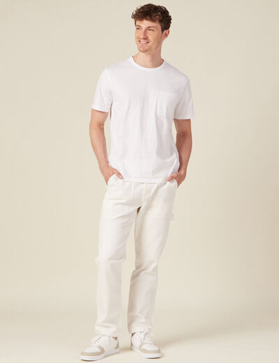 Jeans relax charpentier denim blanc homme